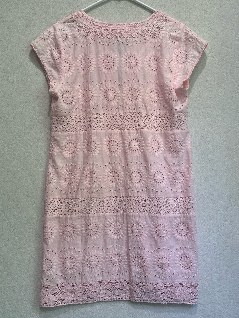 Calypso St. Barth Rondinara Pink Eyelet Crochet Tunic Dress - Women Sz M Resort - Picture 10 of 16